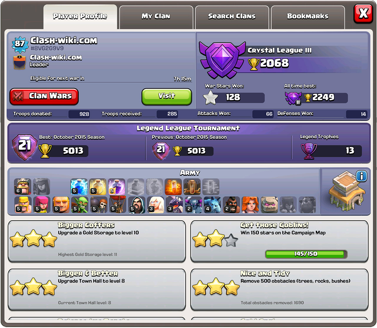 The Player Profile Screen
